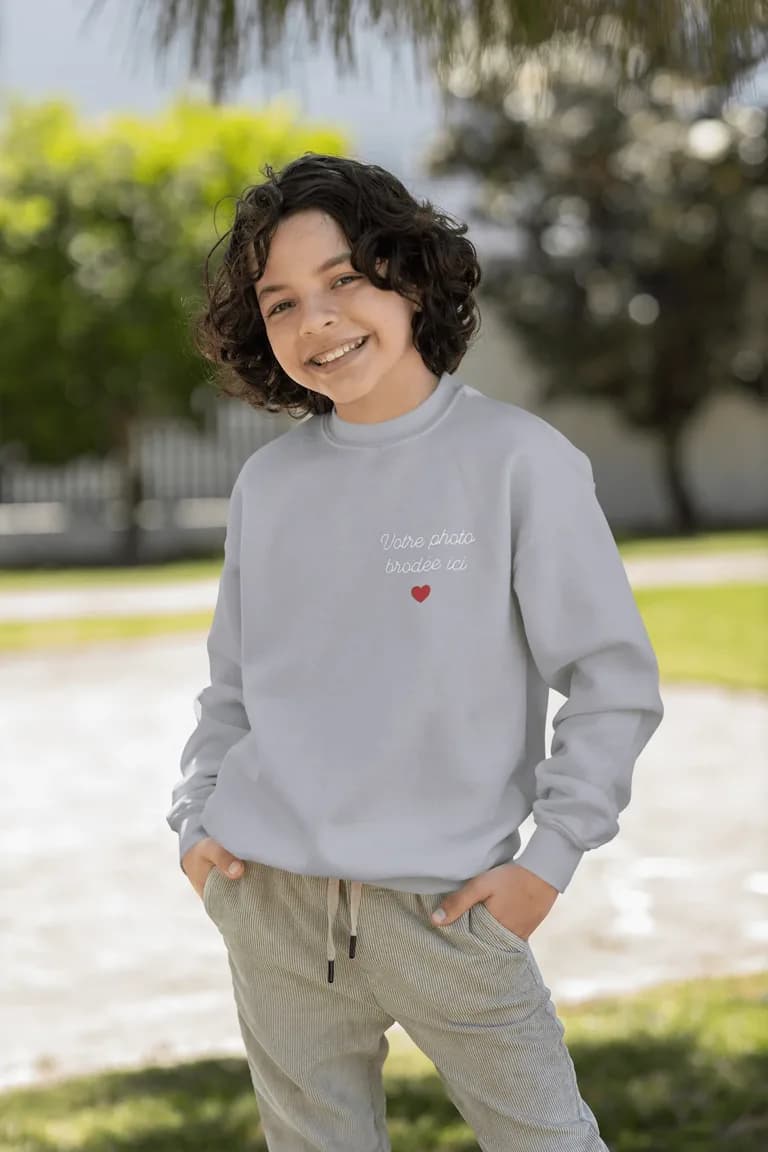 Sweatshirt enfant personnalisé — Gris